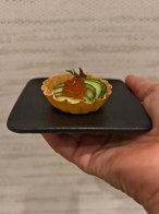 Tartelette met gerookte forelmousse